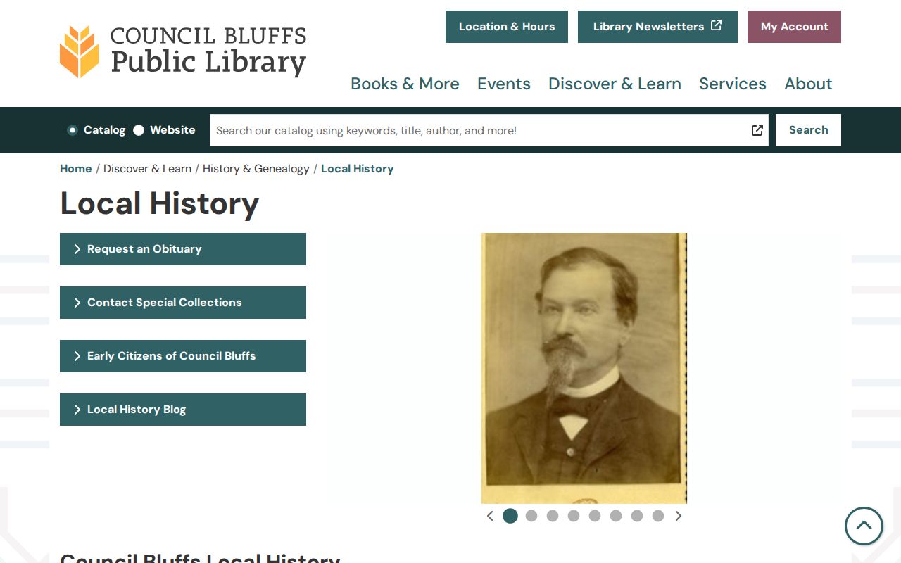 Council Bluffs Public Library local history and Iowa Room resources