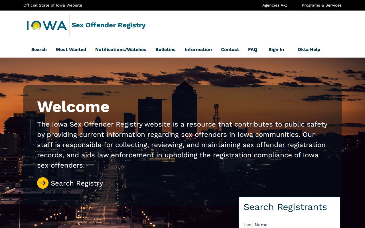 Iowa Sex Offender Registry official public search for Council Bluffs