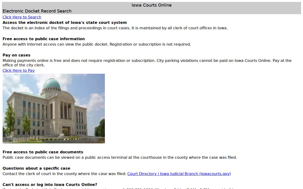 Iowa Courts Online public docket search for Council Bluffs records