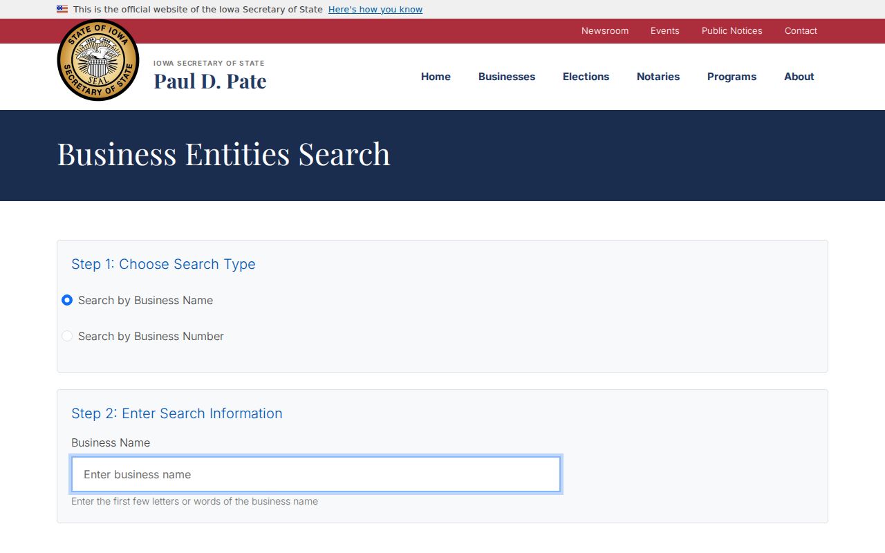 Iowa business entity search used to distinguish Council Bluffs names